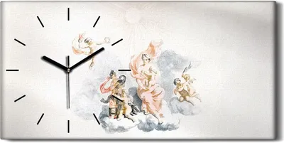 Produktbild von Leinwand Wanduhr Wandkunst Uhr 60x30 Zeichnung Antike Engel Wolken Kunst - schwarze Hände