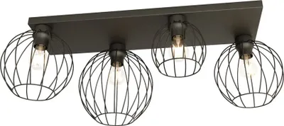 Zdjęcie produktu dla Lampa sufitowa industrialna 4 druciane klosze czarna NEST 4xE27 15W Emibig