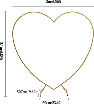 Image de Arche de mariage en forme de cœur - Support arrière - 2 x 2,1 m XL - Acier au carbone - Peinture au four à haute température - Or