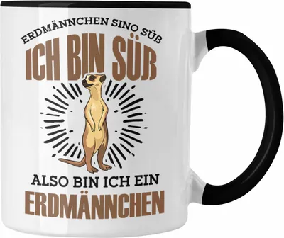 Produktbild von Trendation - Erdmännchen Sind Süß Tasse Geschenk für Tierliebhaber (Schwarz)