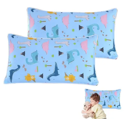 Immagine prodotto di Set di 2 federe per cuscini per bambini, 40x60 cm, 100% cotone, motivo dinosauri