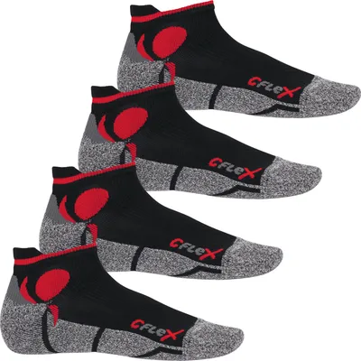Produktbild von CFLEX Damen und Herren Running Funktions-Sneakersocken (4 Paar) Laufsocken- Schwarz-Rot 43-46