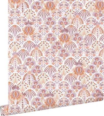 Obrázek produktu pro ESTAhome tapeta květinový vzor v secesní fialové a oranžové barvě 50 x 900 cm