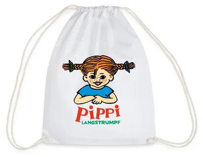 Produktbild von Spreadshirt Pippi Langstrumpf Logo Turnbeutel, One size, Weiß