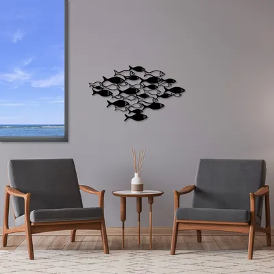 Zdjęcie produktu dla Wallity, Fishes- SKL2342, Czarny, Inne dekoracje do domu, 70 x 41 cm, 100% metal (grubość: 1