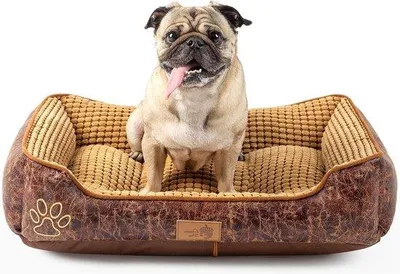 Produktbild von Kleinmedium Hundebett 70x55cm Fleece Katzenbett Kaffeebraun Waschbar