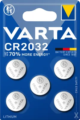 Produktbild von VARTA Lithium Knopfzelle CR2032, ersetzt DL2032 IEC CR2032 5er Blister