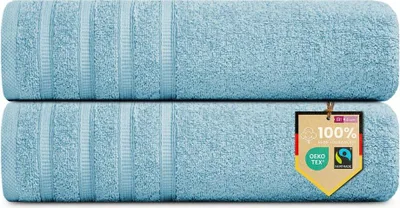 Produktbild von 2er Set Saunatücher Plain hellblau 90x200 : 90x200 : Hellblau