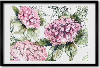 Produktbild von Bild 60x40 MDF-Rahmen, Wandkunst Hortensie