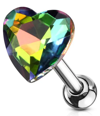 Produktbild von Helix & Tragus Ohr Piercing „Kristall Herz“ Vitrail Medium