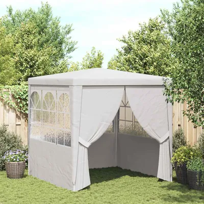 Image de Tente de fête professionnelle "Exclusive" avec parois latérales, dimensions 2 x 2 mètres, couleur blanche, grammage 90 g/m²