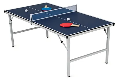 Produktbild von KOMFOTTEU Tischtennisplatte Mini mit Tischtennisschläger-Set, Klappbarer & Tragbarer Tischtennistisch mit Netz, Schlägern & Bällen, Indoor Spiel für Zuhause & unterwegs
