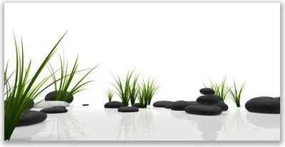 Produktbild von Glasbilder 120x60 Wandbild Druck auf Glas Steine Gras Kunst