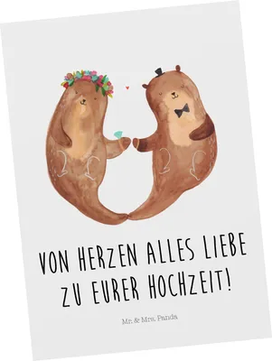 Produktbild von Mr. & Mrs. Panda Postkarte Hochzeit Otter - Weiß - Geschenk, Ansichtskarte, Hochzeitskarte, einzelkarte, Zur, Postkarten, Trauung, Hochzeitstag, Hochzeitsgeschenk