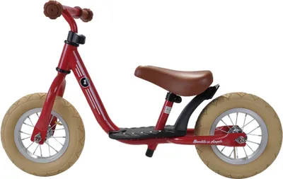 Produktbild von Bandits & Angels Metall-Laufrad Starter Retro Rot mit Trittbrett ab 2 Jahren – rotes Laufrad – verstellbarer Sattel 29 bis 39 cm – für Jungen und Mädchen – niedriger Einstieg mit Trittbrett