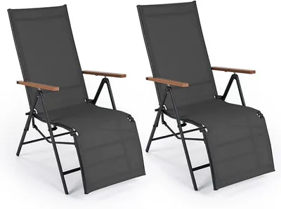 Imagen del producto de Juego de dos tumbonas plegables, con capacidad de carga de hasta 150 kg por silla