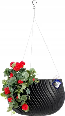 Obrázek produktu pro Závěsný květináč – závěsná miska – na balkon a terasu – Ø 29,5 cm – tmavě šedá