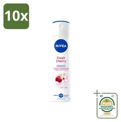 Zdjęcie produktu dla 10 sztuk dezodorantu antyperspiracyjnego Nivea Fresh Cherry, 150 ml - zestaw ekonomiczny