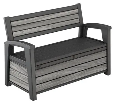 Immagine prodotto di Panchina da giardino Keter Deco Bench 227L - 133x61x89 cm - grigio tempesta / grigio