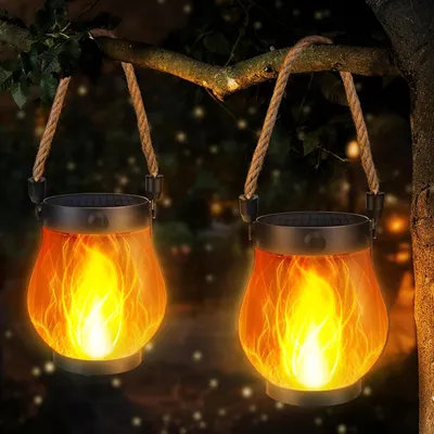 Produktbild von Solar-Flammenlaterne 2 Stück, Wasserdicht Mit Flammeneffekt Und Automatischem Lichtsensor Für Garten Terrasse Hof