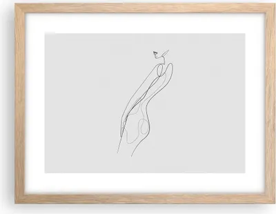 Produktbild von Gerahmtes Poster - Rahmen in heller Eiche - Kontur Frau Minimalismus - 40x30 cm - Wand Bild - Wanddeko - Wandbilder - Wandposter - Bilderrahmen - Bilder - Kunstdruck - Wandbild - P2NAA40x30-4242