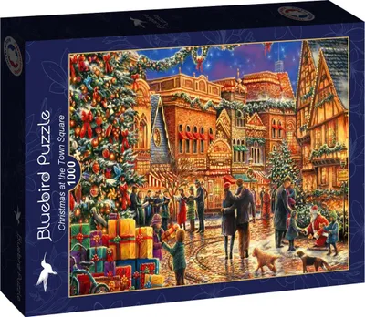 Productafbeelding van Bluebird Puzzle, kerstpuzzel: Kerst op het stadsplein - 1000 stukjes