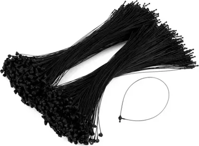Produktbild von 130mm Sicherheitsfäden für Etiketten | 1000 Loop Pins Set in Schwarz | Nutzung ohne Etikettierpistole / Heftpistole | Fäden für Kleidung und andere Produktetiketten | Loop Lock Preisschild Faden
