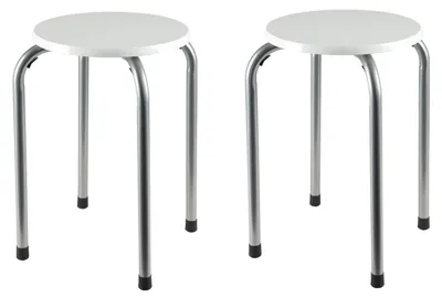 Produktbild von Stapelhocker weiß 2er-Set Stapelstuhl Partyhocker Gästehocker Sitzhocker Hocker