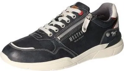 Produktbild von Mustang Herren Sneaker Schnürschuh elegant mit Reißverschluss zeitlos 4138-309, Größe:44 EU, Farbe:Blau