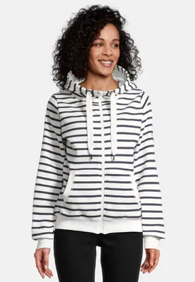 Produktbild von salzhaut Damen Sweatjacke SÖÖTE - RINGEL M Maritimer Kapuzenpullover Gestreift mit Zip – Kuschelige Kapuzenjacke Regular Fit aus weichem Baumwoll-Mix – Designed in Hamburg