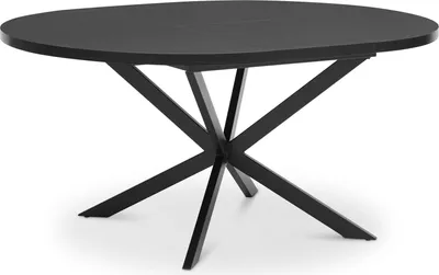 Produktbild von Essgruppe TOLEDO mit Tisch und 4 Stühlen, Schwarz/Grau - Esstisch rund 120 cm, Esszimmermöbel Set, ausziehbar und platzsparend, ideal für kleine Räume, modernes Design