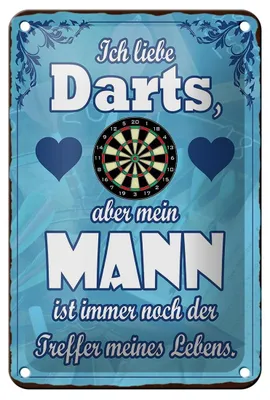 Produktbild von Blechschild Spruch 12x18cm ich liebe Darts aber mein Mann