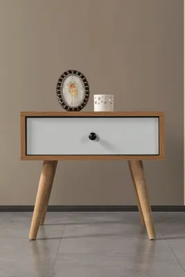 Produktbild von Skye Decor, Nachttisch (3 Stück), Walnuss & Weiß, 55 x 49 x 55 | 100% Melaminbeschichtet
