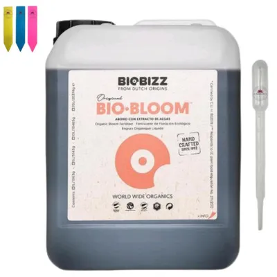 Produktbild von BioBizz -Bloom 5 L – Organischer Flüssigdünger für Blühpflanzen inkl. Dosierpipette & 3 Pflanzenschilder