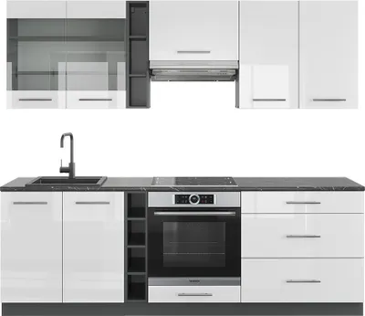 Immagine prodotto di Cucina componibile Vicco Fame-Line Bianco lucido/antracite 235 cm senza piano di lavoro, Model 38748