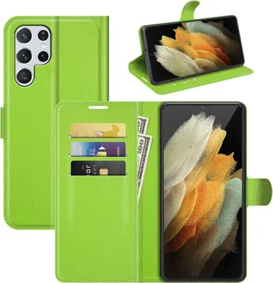 Produktbild von König Design Hülle kompatibel mit Samsung Galaxy S22 Ultra 5G Kunstleder Handyhülle - Handy Case Grün