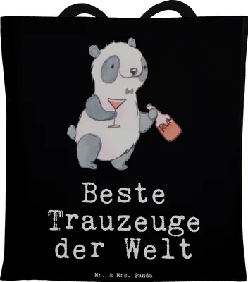 Produktbild von Mr. & Mrs. Panda Tote Bag Panda Bester Trauzeuge der Welt - Schwarz - Geschenk, Dankeschön, Einkaufstasche, umhängebeutel, Heirat, Geschenkidee, Beutel, Kirche, Tasche
