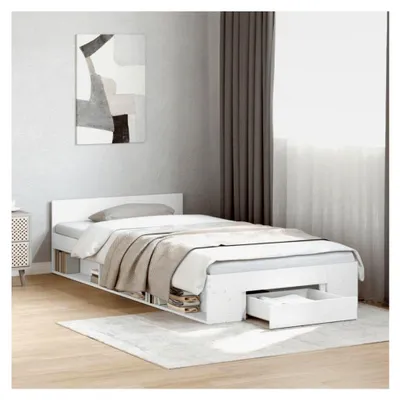 Produktbild von Bettgestell mit Schublade, Weiß, 90 x 190 cm, Einzelbett