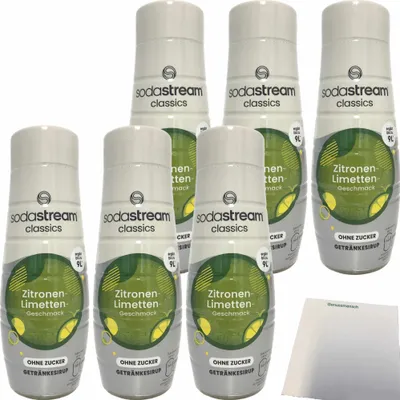 Produktbild von SodaStream Sirup Zitrone Limette ohne Zucker 6er Pack (6x440ml Flasche) + usy Block