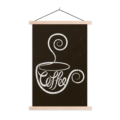Produktbild von MuchoWow® Textilposter Sprichwörter - Kaffee - Zitate - Retro - Kreidetafel 40x60 cm mit holzfarbenen Rahmen - Poster