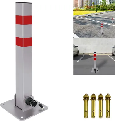 Zdjęcie produktu dla UISEBRT 1X Wysokiej jakości składana bariera parkingowa wykonana z wytrzymałego metalu i stali z kluczem do garażu i parkingu