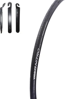 Immagine prodotto di 1 pneumatico da bici da corsa Yaw Nitro 28" 23-622 (700x23C) in nero, incl. 3 leve per pneumatici