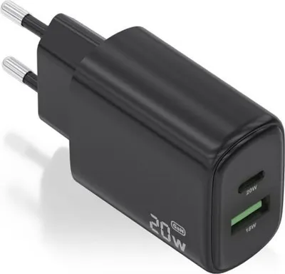 Produktbild von Aisens A110-0910 GaN Wall Charger/ 1xUSB Type-C/ 1xUSB/ 20W/ Black