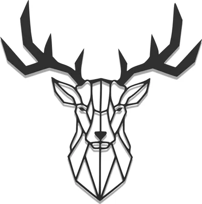 Produktbild von Wanddeko Metall Wandbild Metallbild Geometrische Wandkunst Hirsch 60 x 60 cm, Farbe:Hirsch Schwarz