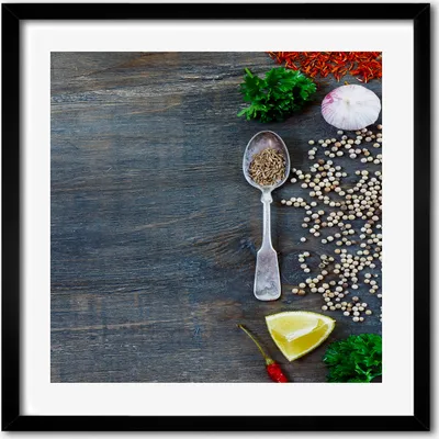 Produktbild von Bild - 50 cm x 50 cm - MDF - Rahmen, Wandkunst - Gewürze und Kräuter
