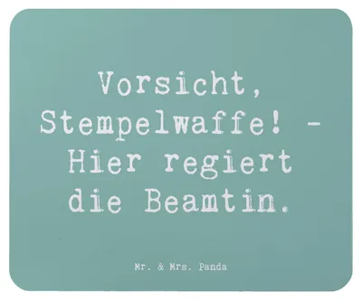 Produktbild von Mr. & Mrs. Panda Mauspad Spruch Beamtin Stempelwaffe - Meeresbrise - Geschenk, Beruf, computer mousepad, pc, Geschenkidee, Hingabe, Bürokratie, mausteppich, Mouse Pad