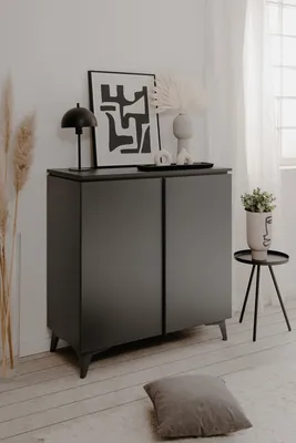 Produktbild von Kommode Sideboard Bertrix | Schiefer dunkel / Anthrazit | 88 cm x 92 cm x 40 cm