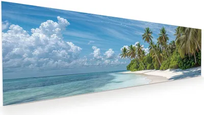 Produktbild von Glasbild 120x40cm in XXL für Wohnzimmer, Schlafzimmer Motiv Tropischer Strand