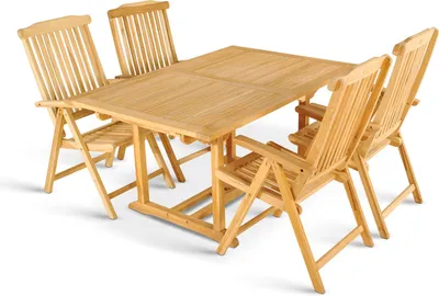 Produktbild von Gartenmöbel Set 5tlg Teak Gartentisch ausziehbar 180-240 cm KUBA/ARUBA