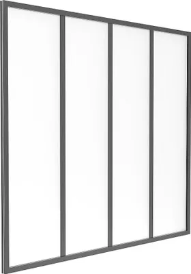 Produktbild von Verglaste Wand aus pulverbeschichtetem Aluminium und Milchglas - 120 x 105 cm - Schwarz - BAYVIEW